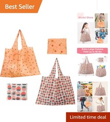 Stylish Extra Large 50 lbs Foldable Reusable Grocery Bags – Eco-Friendly Duo