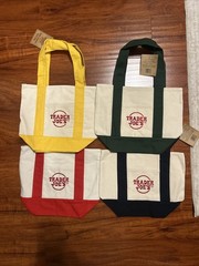 Trader Joe’s Mini Canvas Tote Bag Set Of 4 Red Blue Green Yellow CHRISTMAS