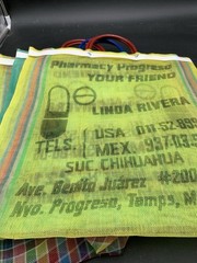 SET OF 5 MULTI COLORED MEXICAN MESH SHOPPING BAGS 16”T X 15.5”W
