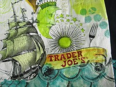 Trader Joe’s Reusable Shopping Bag Multicolor Sea Boat Hot Air Balloon Handles