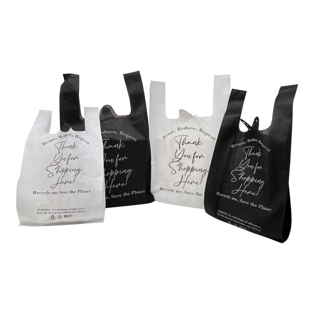 1100pcs Non-Woven Reusable Bulk T-Shirt Assorted Grocery Bags 10x5x18-12x22x7