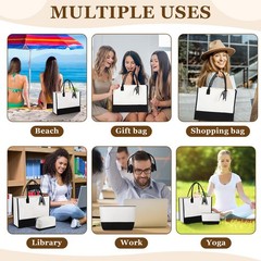 18 Pcs Burlap Tote Bags Bulk and Makeup Bag Set Large DIY Jute Tote Personali…