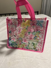 LILLY PULITZER Floral Orchids Garden Pink Reusable Tote Handle Shopping Bag