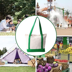 Canvas Tote Bags, 16.5″X14″X5″, Heavy Duty Plain Canvas, Zipper Reusable Bulk Cl