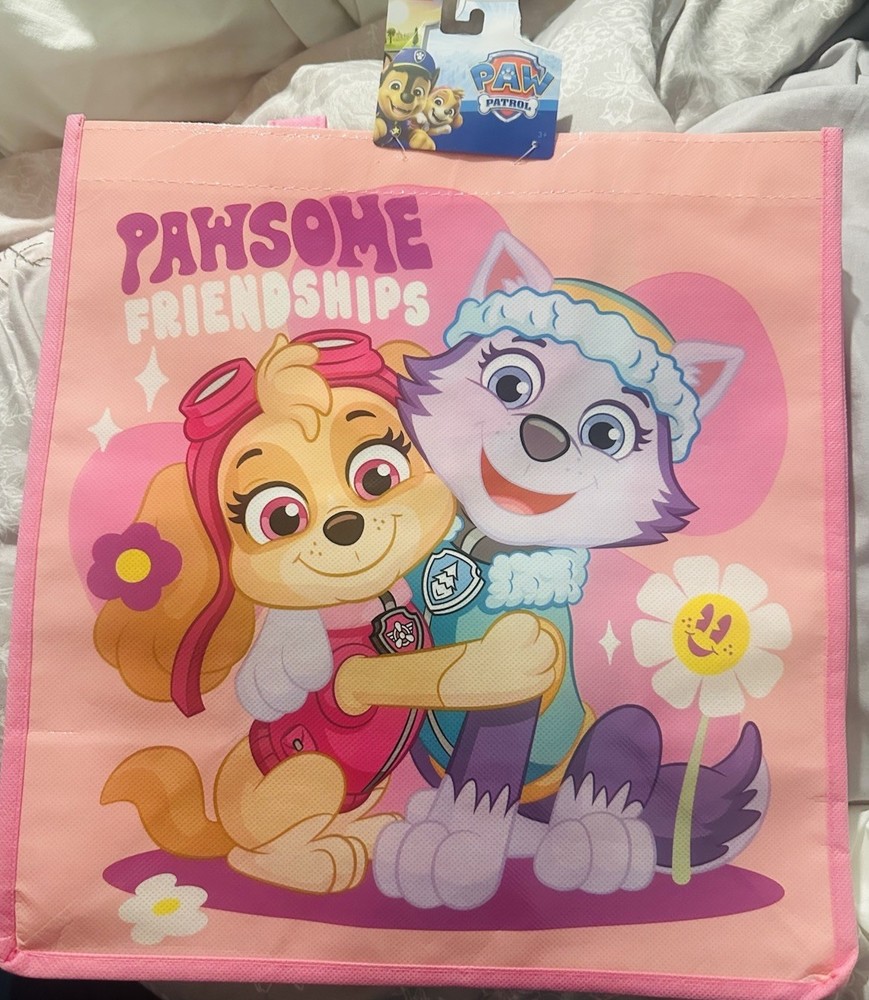 Nickelodeon Paw Patrol Pawsome Friendsh Reusable Large Tote Bag 15”X14 W/handles