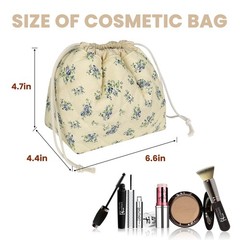 Gosect Large Makeup Bag, Cute Drawstring Cosmetic Bag S(6.6*4.7*4.4), Blue