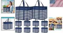 Bulk Reusable Grocery Bags, 10-Pack, Water Resistant, Blue