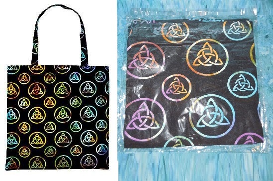 Tote Bag Triquetra NEW Rainbow Tie Dye Black Reuseable Washable Cotton 18″ x 18″