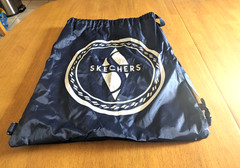 Sketchers Navy Blue Nylon Drawstring Backpack Sack Gym Shoe Shopping Bag Tote