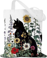 Mystic Sun Moon Tote Bag Reusable Grocery Weekender Cat Lover Gift Cottagecore