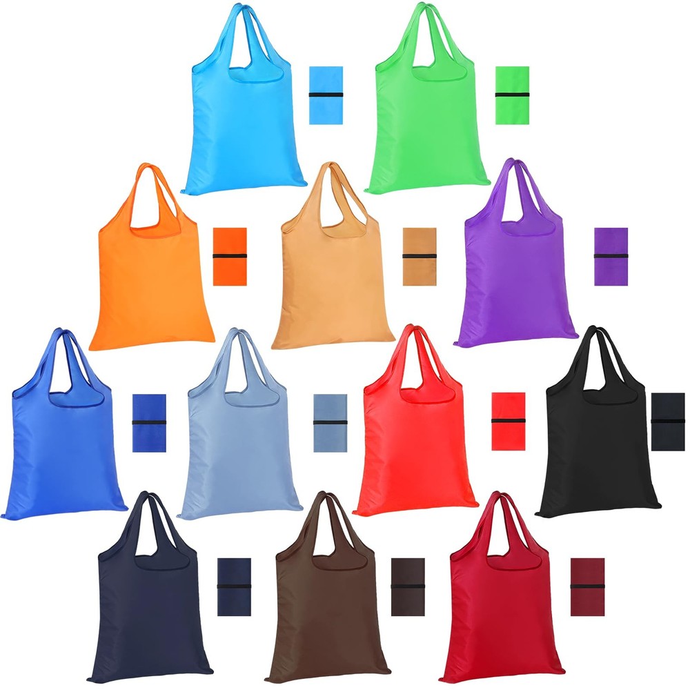 12 Pack Reusable Grocery Bags Washable Foldable Shopping Colorful Large