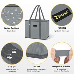 BALEINE 3Pk Reusable Grocery Bags, Foldable Shopping Bags for Groceries with …