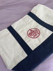 Popular Trader Joe’s Canvas Tote Bag Cream Navy Reusable Grocery Shopping Tote