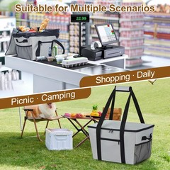 Reusable Grocery Bag – Expandable Insulated Cooler Bag with Bottom Board, Col…