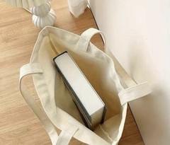 Cat Print Quote Canvas Tote Bag Foldable Beige Animal Print Shopping Bag