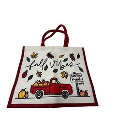 MARKET STREET Tote Fall Vibes Jute Grocery Bag Cottagecore Bag 16×13”