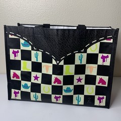 2flyco Reusable Tote Bag Yeehaw Whoa Let Them Be Basic Cactus Horse Saddle Boot