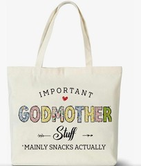 Godmother Gift Ideas Tote Bag Beach Bag Book Shopping Snacks Carry