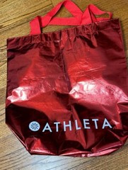 ATHLETA Lot Totes Silver White Red Reusable Shopping Bag 18″ X 17″