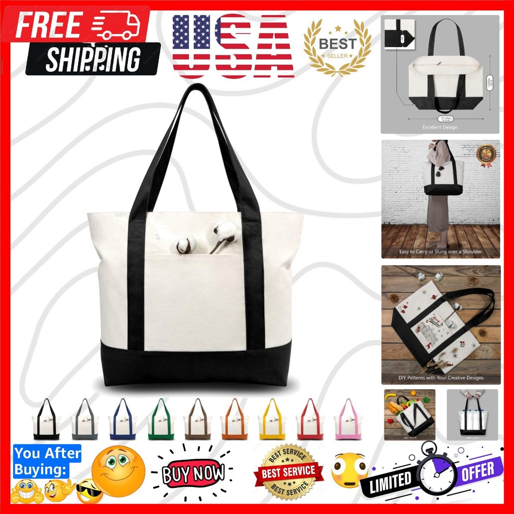 1 | 3 | 6 | 30 Pack Canvas Tote Bag with an External Pocket, Reusable Grocery…