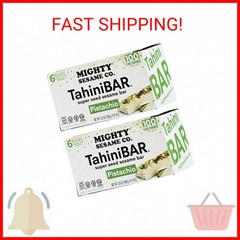 Mighty Sesame TahiniBars With Pistachio (2 Pack Total 12 Bars) 100 Calorie Bar,