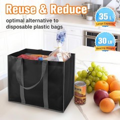 WISELIFE Reusable Grocery Bags with Handles – 3 Pack, 35L Large Shopping…