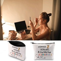 JXGZSO Mother Baby Nurse Cosmetic Bag Coffee Scrubs & Tiny M BAG