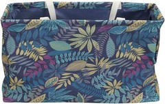 Multi-purpose grocery tote bag with waterproof vinyl lining and leaf pattern