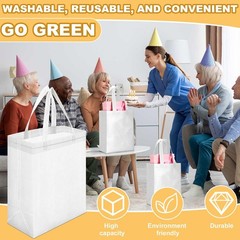 50 PCS Reusable Tote Bag 8x4x10 Inch Non Woven Shopping Grocery Gift White