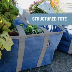 EcoBasket Reusable Grocery Tote 30L 3 Pcs Blue Grey Collapsible Storage Bag