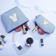 YOOLIFE Initial Makeup Bag |Teen Girl Gifts Trendy Stuff for Girls | Blue