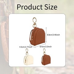 VIOCIWUO Mini Backpack Keychain 2PCS, Cute Cosmetic Bag Earphone white, brown