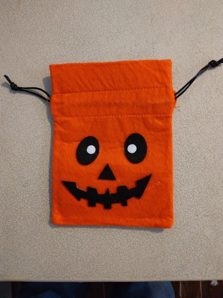 Felt Drawstring Halloween Candy bag Pumpkin Jack o lantern 268302