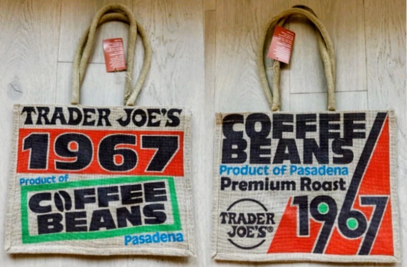 ☕(1) NEW Trader Joe’s Jute Bag Reusable 1967 Pasadena Coffee Beans