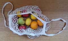 Cotton String Net Shopping Grocery Bag – Short & Long Handles – Natural Colour