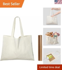 15 Pack 20” X 16” Large Natural Cotton Tote Bags, Lightweight Blank Bulk Cl…