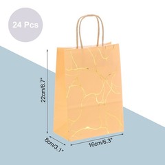 24Pcs Kraft Gift Bags with Handles Bulk, Gold Marble Party Favor Bags
