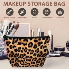Makeup Bag Brown Leopard Print Cosmetic Bags for Women