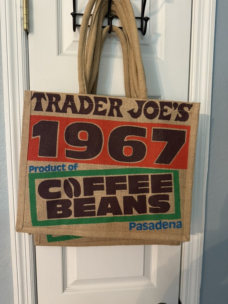Trader Joe’s Coffee Beans Tote Reusable Jute Burlap Bag NEW