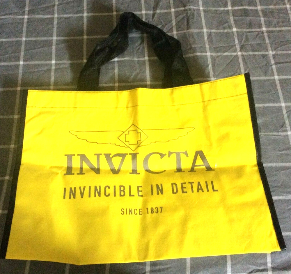 Invicta Tote Bag Promotional Boutique Style Yellow & Black, Foldable & New Item!