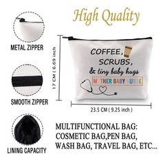 JXGZSO Mother Baby Nurse Cosmetic Bag Coffee Scrubs & Tiny M BAG