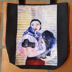 ART BY CYNTHIA R. HOWARD Canvas Tote Reusable Shopping Bag Two Sided Print RARE