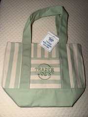 Trader Joe’s Mini Pastel Stripe Canvas Tote Bag Green Mint Limited Edition