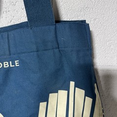 Re-Wrap Collab Barnes & Noble Canvas Tote Bag Blue & Cream 13x14x4 Book Design