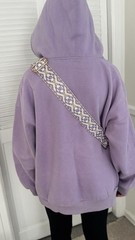 Trader Joe’s Mini Pastel Canvas Tote Bag Purple Beige Geometric Adjustable Strap