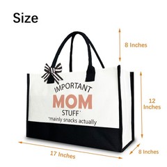 Important Mom Stuff Tote Bag for Women, Mama Tote Bag, 12×17 inch