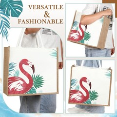 6 Pack Beach Burlap Tote Bags Bulk Large Beach Jute Tote Bag with Handles 14….