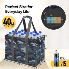 Extra Large Utility Tote Bag Wire Frame Reusable Grocery 16.5x14x10 Inch
