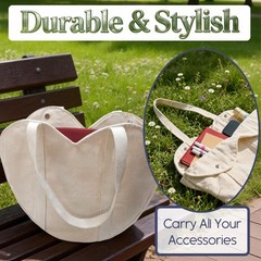 Cute Heart Shaped Canvas Tote Bag for Women, Daily Reusable Shoulder Grocery …