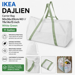 IKEA DAJLIEN Carrier Bag, 50x36x39cm/40 l / 19x14x15 inch, White Green 11 Gallon